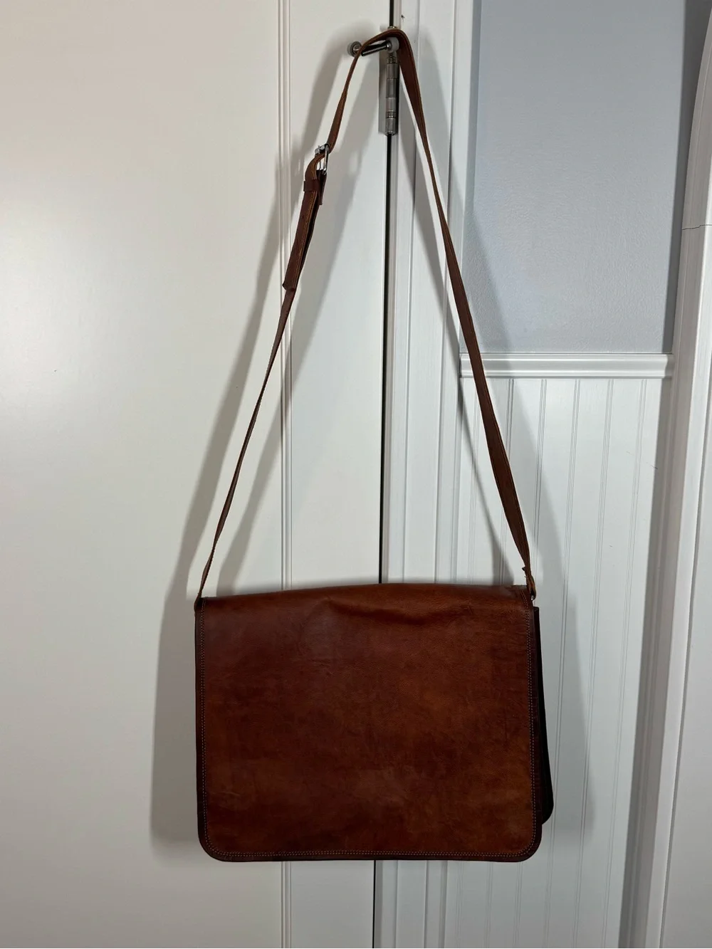 Carbon‎ 2 Cobalt Distressed Full Flap Brown Leather Messenger Bag work travel